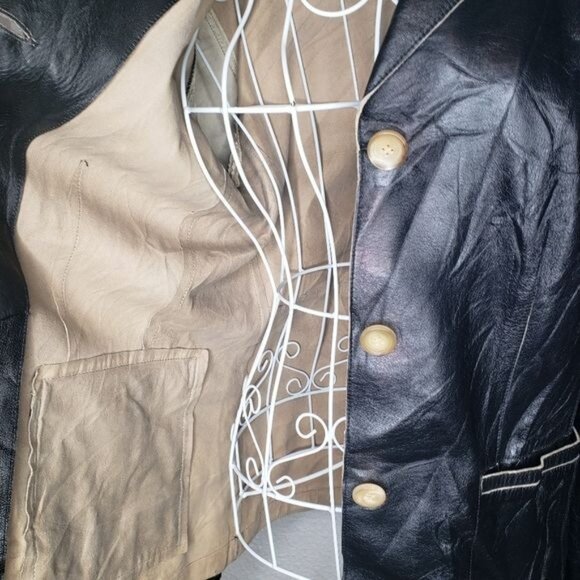 Cole Haan Soft Leather Raw Hem Blazer Size 6 - Picture 5 of 8